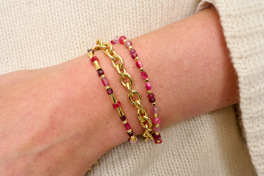 Chiara Gold & Garnet Bead Slider Bracelet