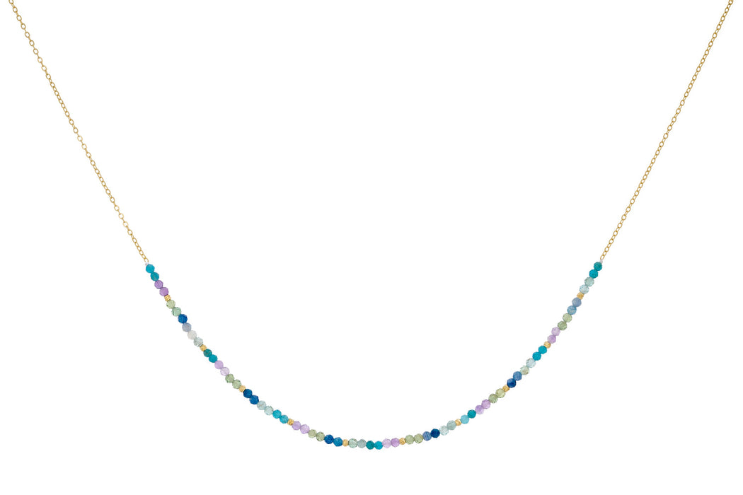Clover Gold & Apatite Mix Gemstone Bead Necklace