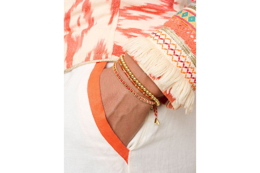 Cocos Gold & Red Agate Bracelet Stack