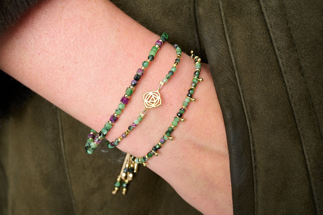 Coiba Gold & Ruby Zoisite Bracelet Stack