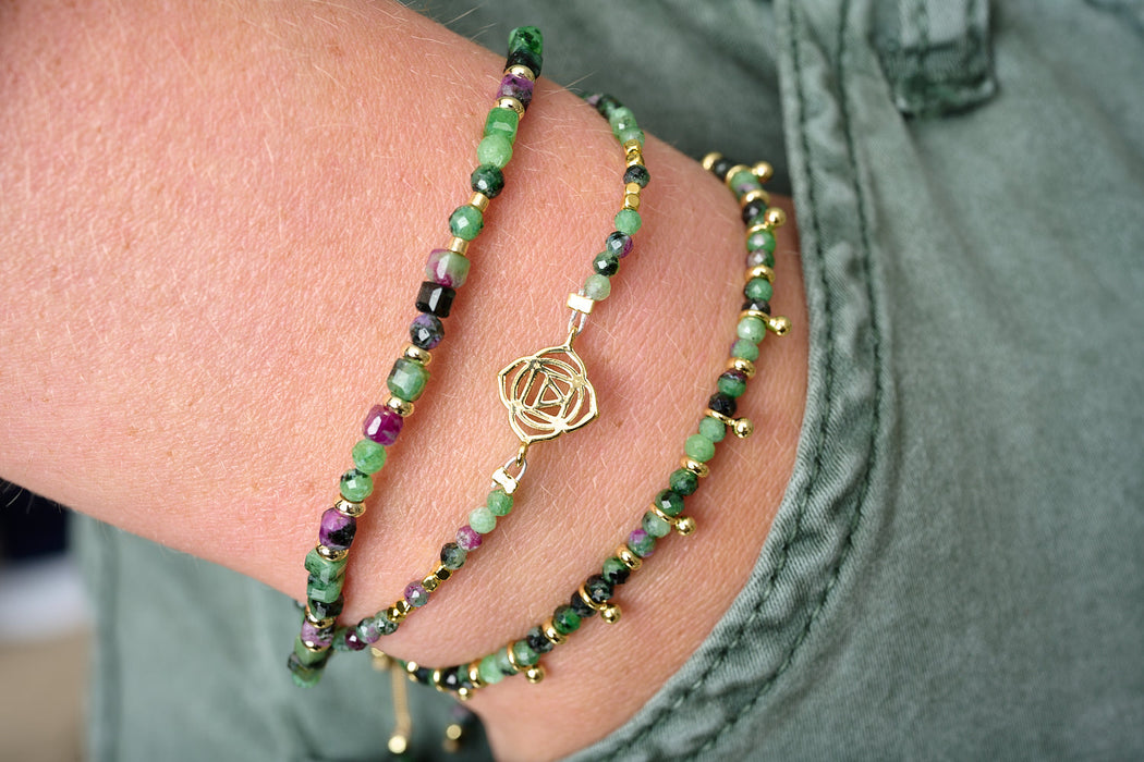 Coiba Gold & Ruby Zoisite Bracelet Stack