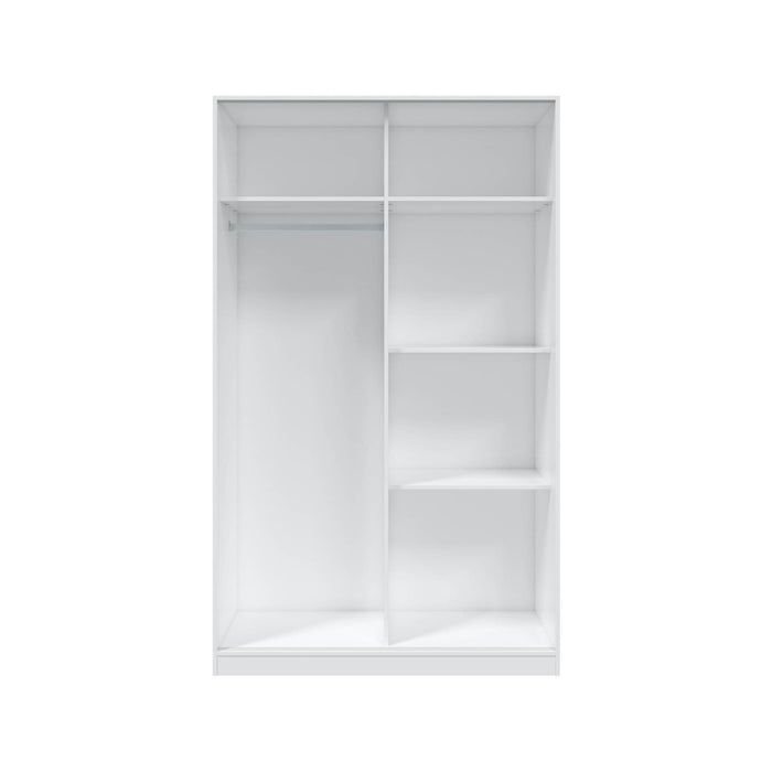 Artic White and White Oak Effect Small Narrow Sliding 2-Door Wardrobe 120cm Wide