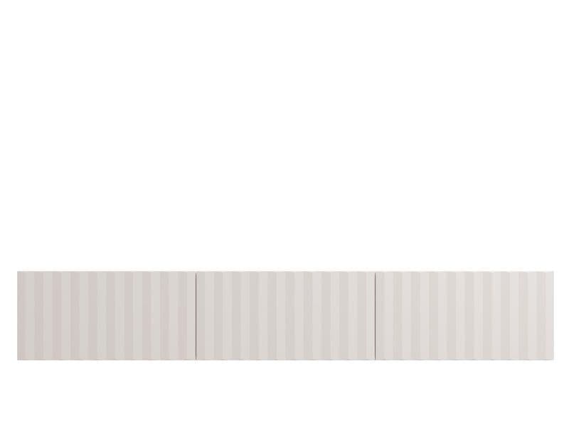 White Slat Effect Wall Mounted Floating Large Wide TV Entertainment Unit