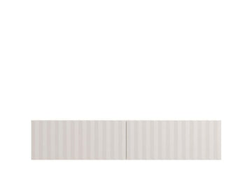 Amos Mann White Slat Effect Wall Mounted Floating Small TV Entertainment Unit