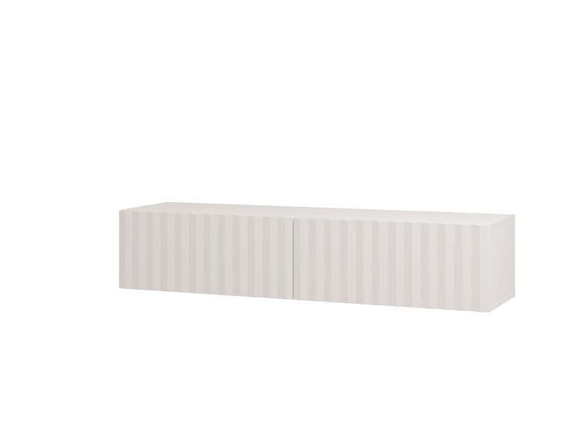 Como White Slat Effect Wall Mounted Floating Small TV Entertainment Unit