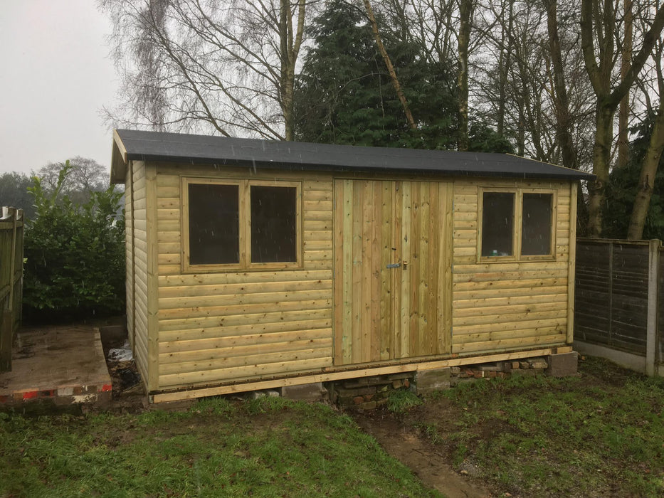 Large Heavy Duty Garden Shed Timber Building with Double Doors