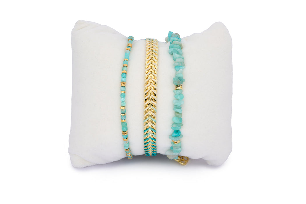 Coron Amazonite & Gold Stacking Bracelet