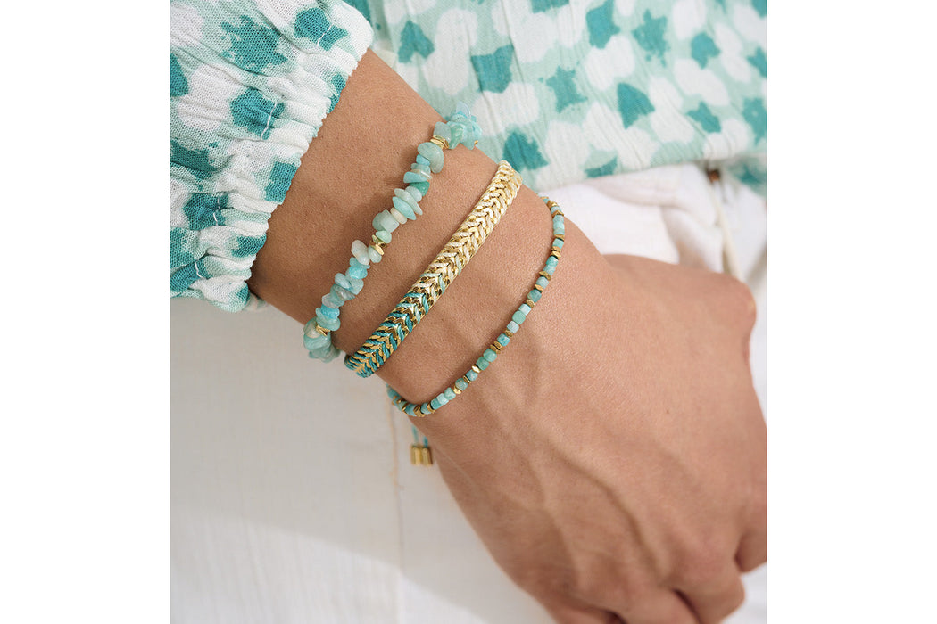 Coron Amazonite & Gold Stacking Bracelet