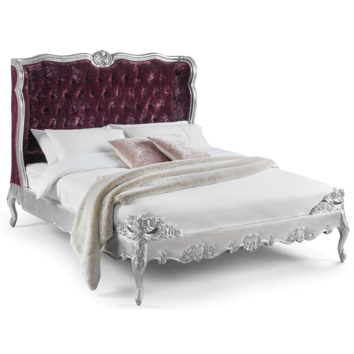Cristal French Silver Leaf Button Bed
