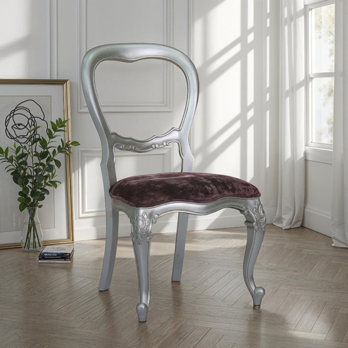 Cristal French Silver Velvet Bedroom Chair