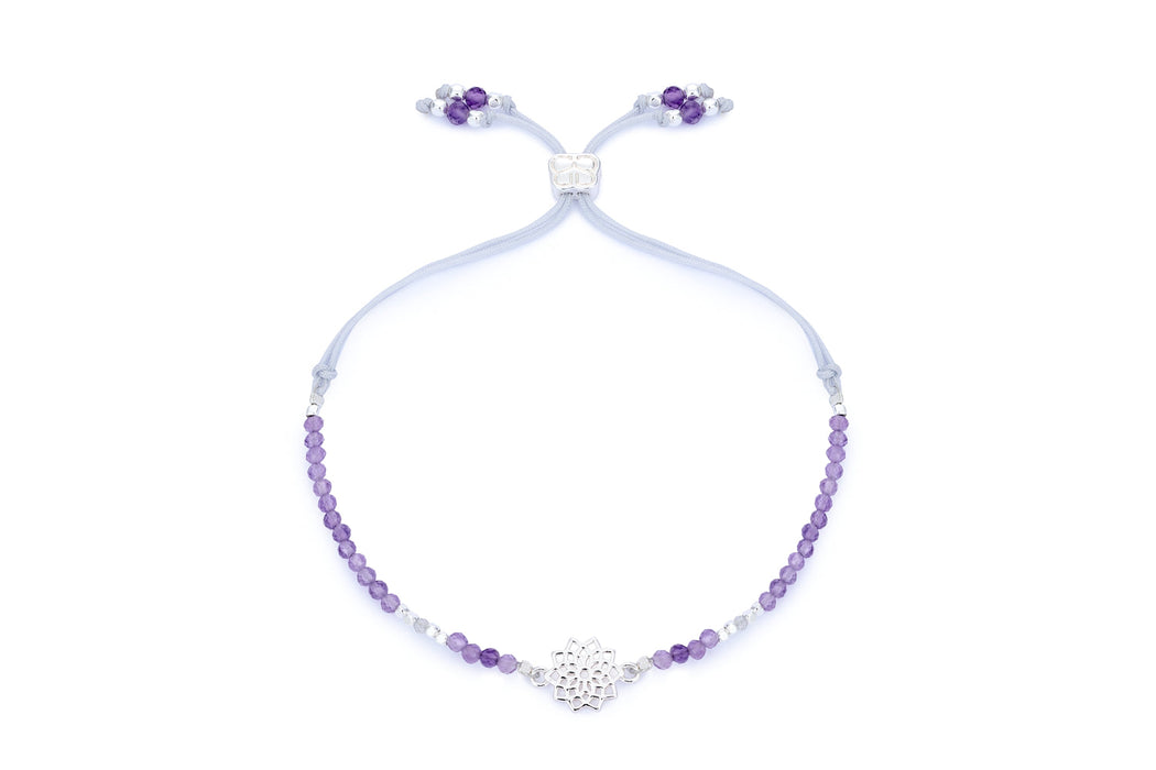 Crown Chakra Amethyst & Labradorite Silver Bracelet
