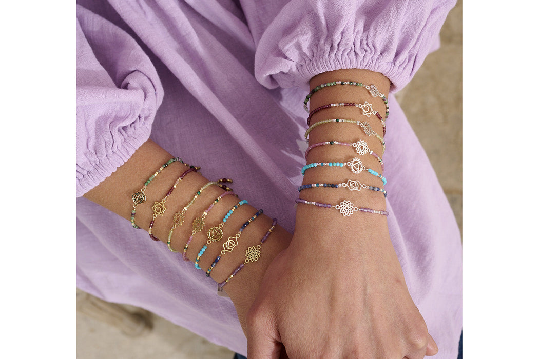 Crown Chakra Amethyst & Labradorite Silver Bracelet
