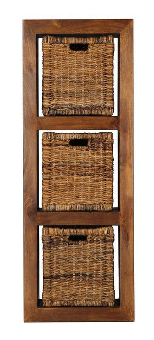 Cube 3 Hole Storage Unit with Rattan Baskets