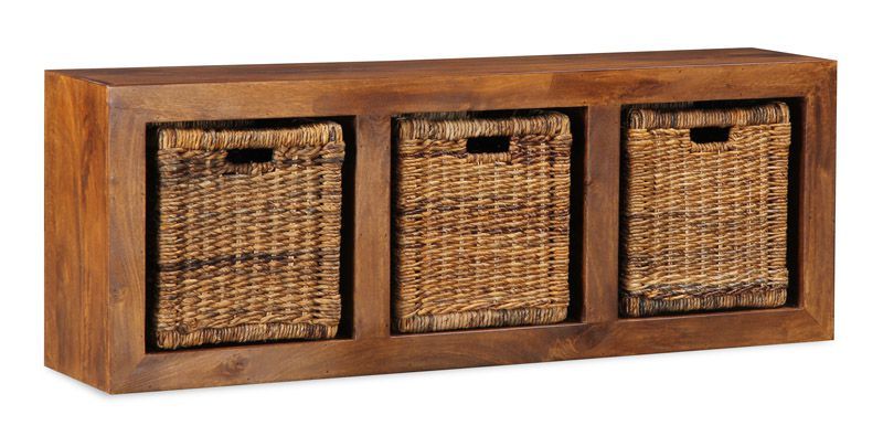 Cube 3 Hole Storage Unit with Rattan Baskets