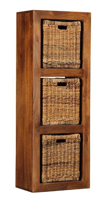 Cube 3 Hole Storage Unit with Rattan Baskets