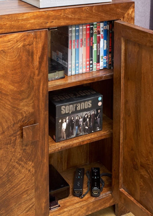 Dakota Mango Wood DVD Storage Cabinet - In Stock