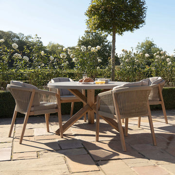 Martinique Rope Weave 4 Seat Round Dining Set