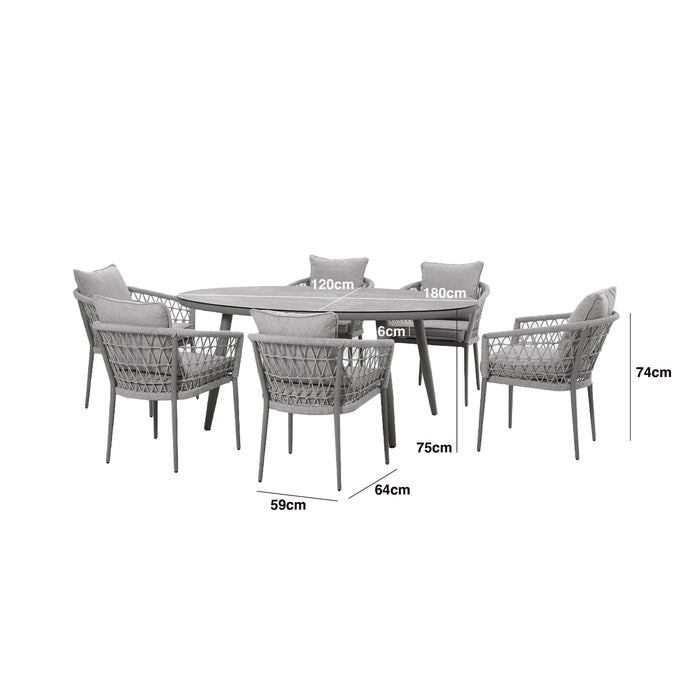 Monaco Rope Weave 6 Seat Oval Dining Set