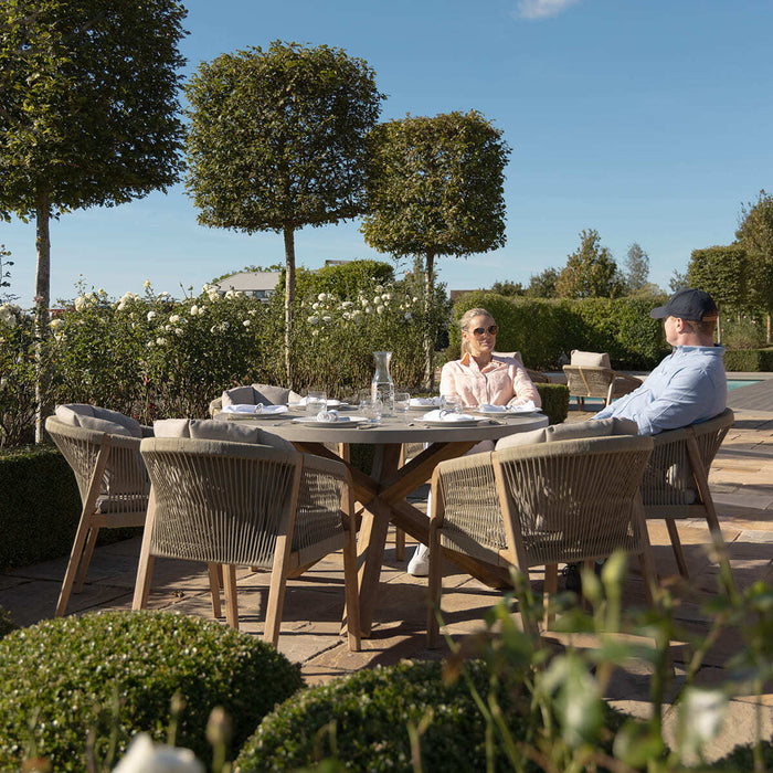 Martinique Rope Weave 6 Seat Round Dining Set