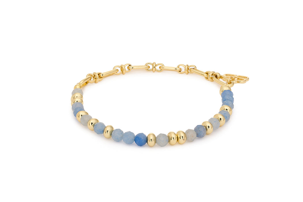 Dahlia Blue Aventurine & Gold Beaded Bracelet