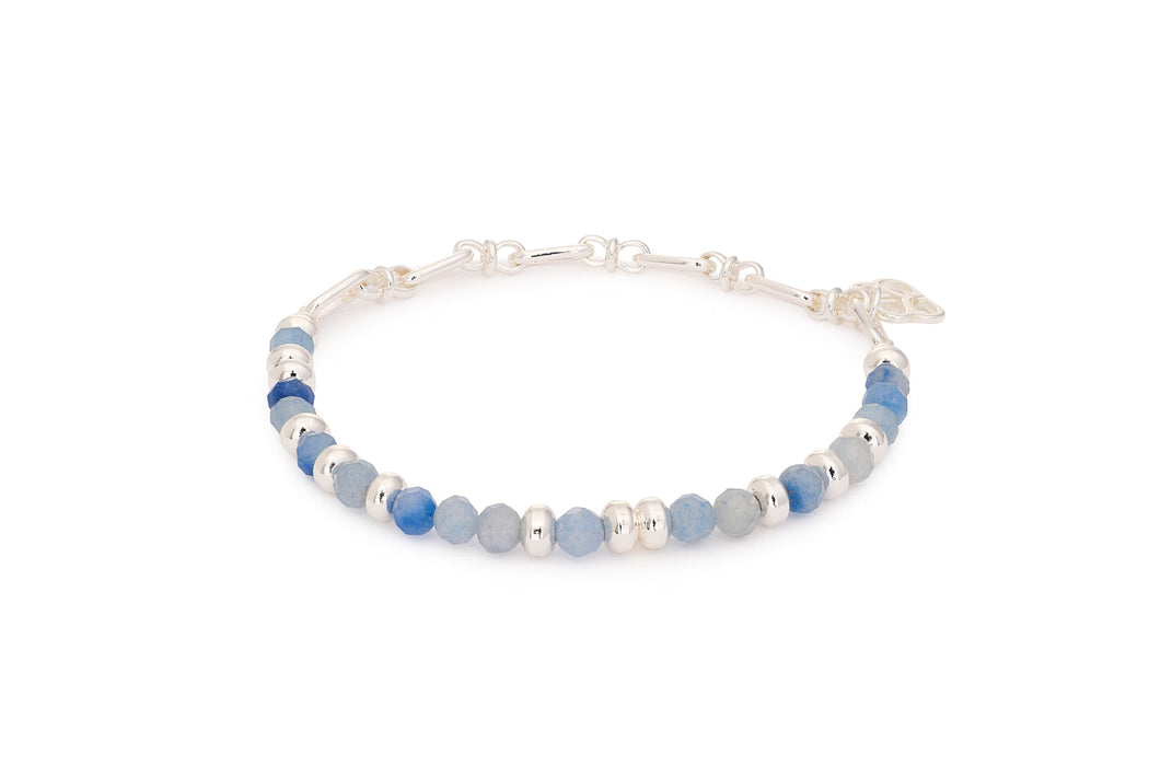 Dahlia Blue Aventurine & Silver Beaded Bracelet