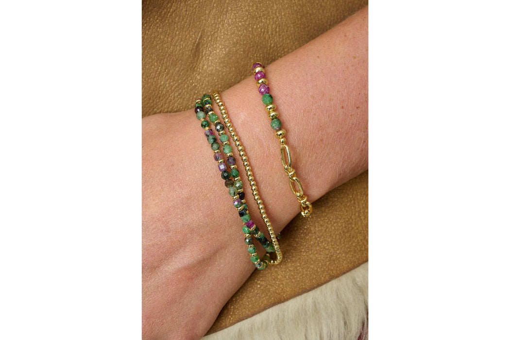 Dahlia Gold & Ruby Zoisite Gemstone Chain Bracelet
