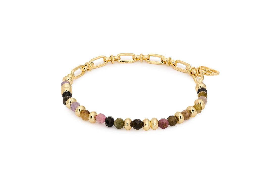 Dahlia Gold & Tourmaline Gemstone Beaded Bracelet
