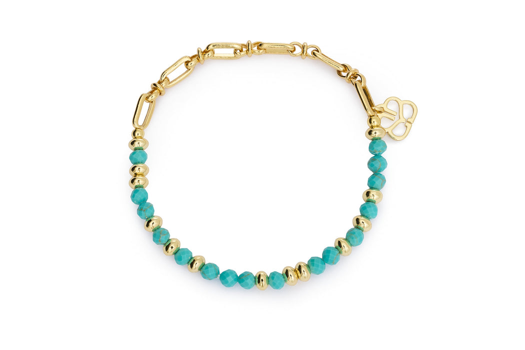 Dahlia Gold & Turquoise Howlite Gemstone Chain Bracelet