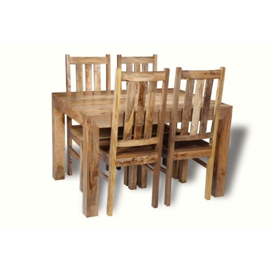 Acre & Artisan Light Mango Wood 120Cm Dining Table 4 Mango Wood Chairs