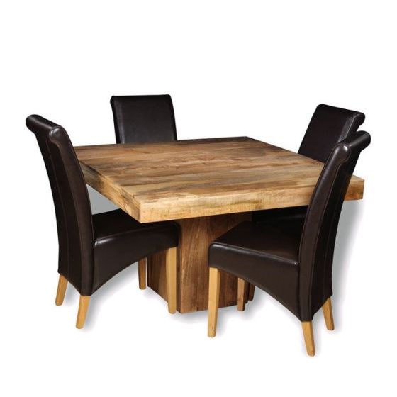 Acre & Artisan Light Solid Wood 120Cm Cube Dining Table 4 Rollback Chairs 32L