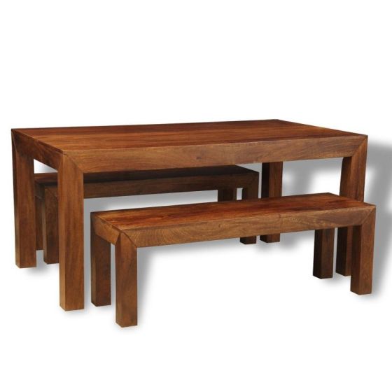 Acre & Artisan Solid Wood 180Cm Dining Table 2 Large Benches 31N 259N (150cm)