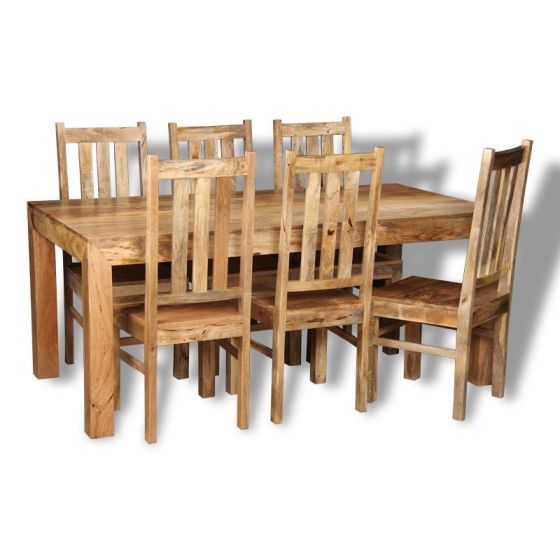 Acre & Artisan Solid Wood Light 180Cm Dining Table 6 Solid Wood Chairs