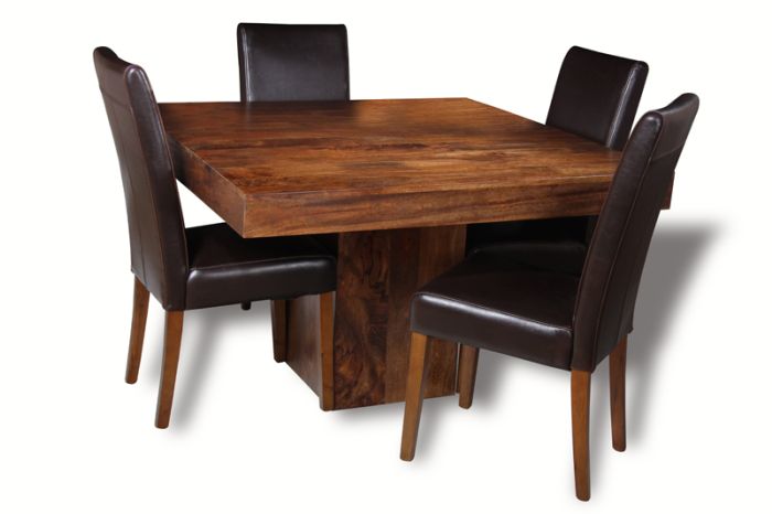 Acre & Artisan Solid Wood Cube Dining Table 4 Barcelona Chairs (120cm)
