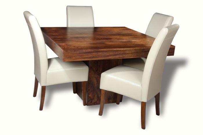 Acre & Artisan Solid Wood Cube Dining Table 4 Madrid Dining Chairs (120cm)