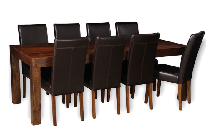 Acre & Artisan Solid Wood 220Cm Dining Table 8 Barcelona Chairs