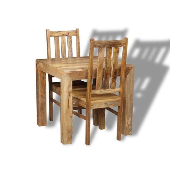 Acre & Artisan Light Solid Wood 80Cm Dining Table 2 Solid Wood Chairs