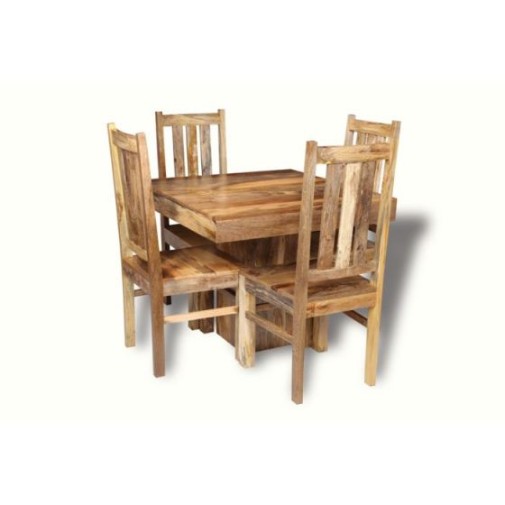 Acre & Artisan Mango Wood 90Cm Cube Dining Table 4 Mango Wood Chairs