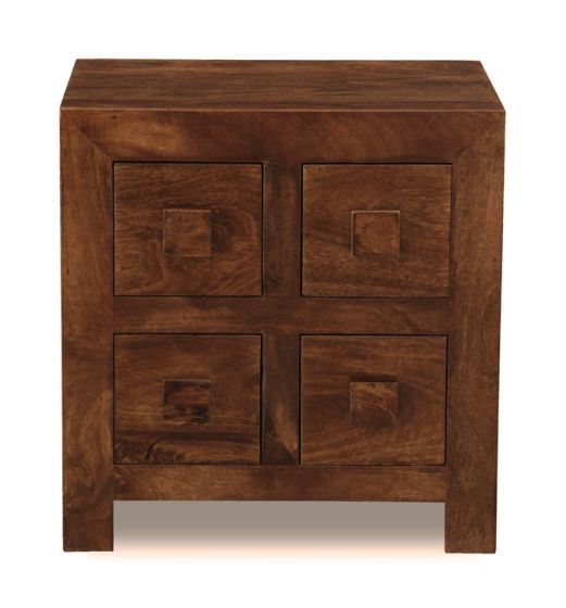 Acre & Artisan Solid Wood 4 Drawer Bedside Unit 208 (52cm)