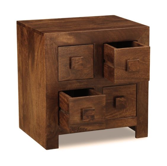 Acre & Artisan Solid Wood 4 Drawer Bedside Unit 208 (52cm)