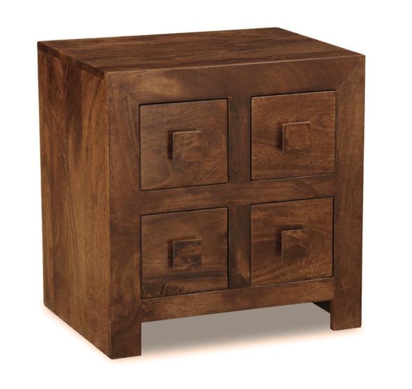 Acre & Artisan Solid Wood 4 Drawer Bedside Unit 208 (52cm)