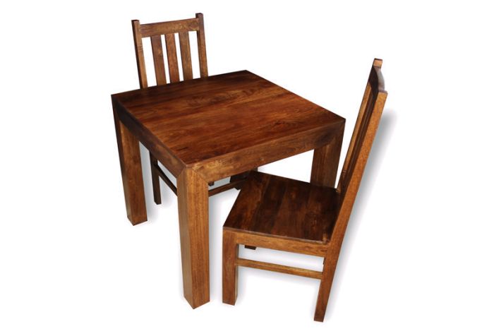 Acre & Artisan Extra Small Solid Wood Dining Table 2 Solid Wood Dining Chairs (80cm)