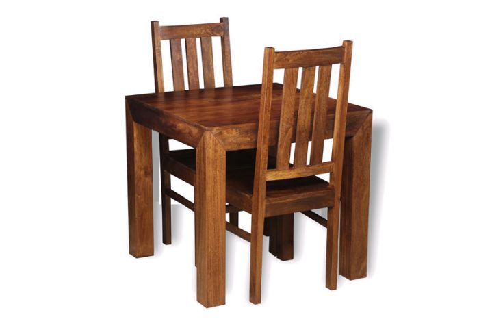 Acre & Artisan Extra Small Solid Wood Dining Table 2 Solid Wood Dining Chairs (80cm)