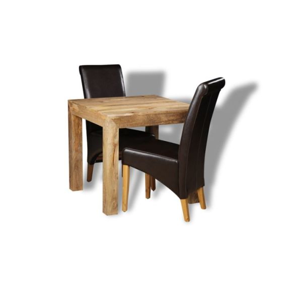 Acre & Artisan Light Mango Wood 80Cm Dining Table 2 Rollback Chairs