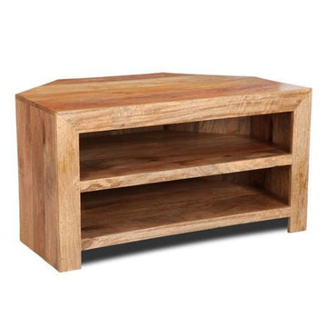 Light Acre & Artisan Premium 100cm 2 Shelf Corner TV Unit