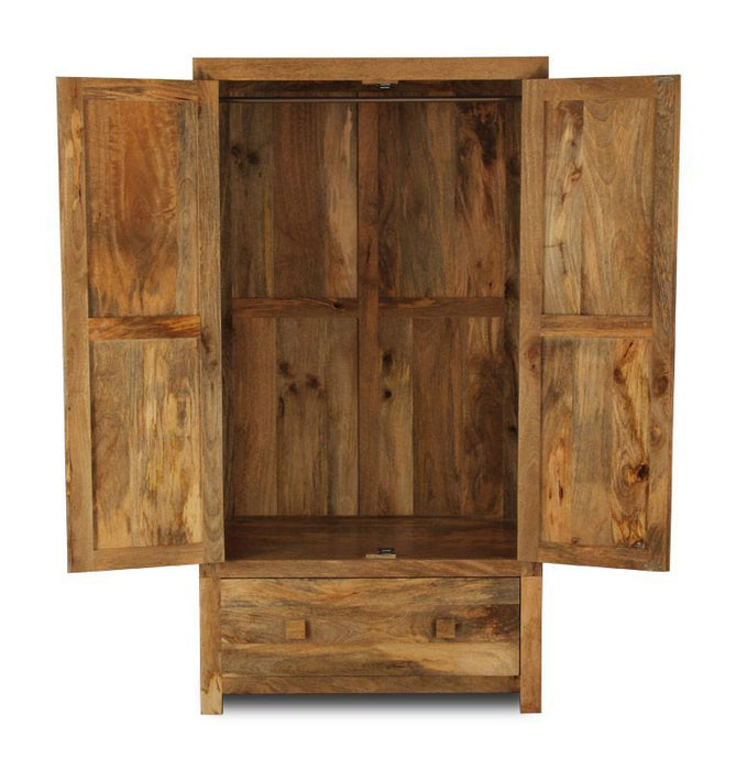 Light Dakota Mango Wood Double Wardrobe - In Stock