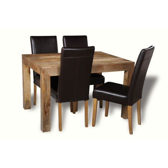Acre & Artisan Light Mango Wood 120Cm Dining Table 4 Barcelona Chairs