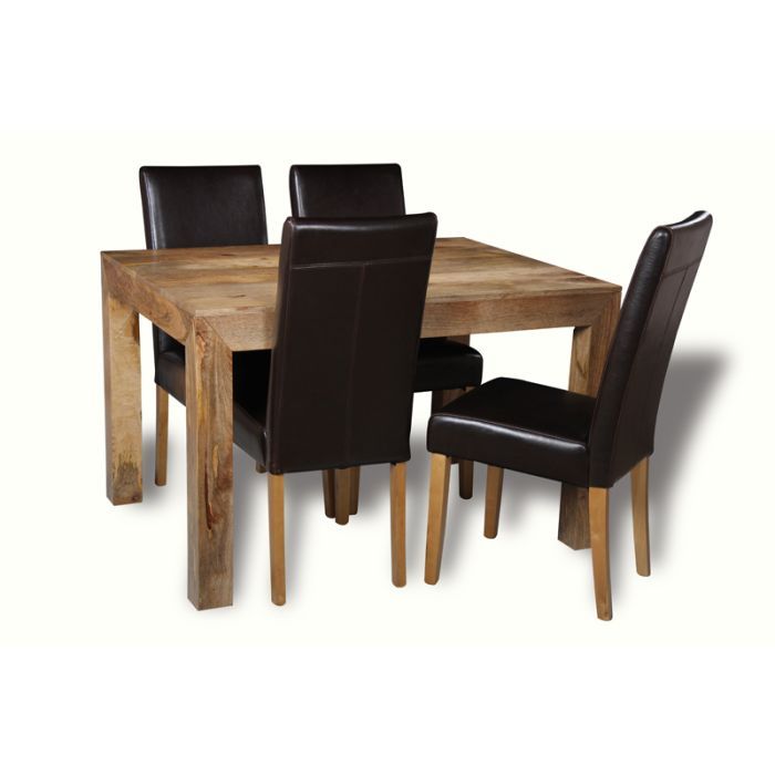 Light Mango Wood 120cm Dining Table & 4 Barcelona Chairs - In Stock