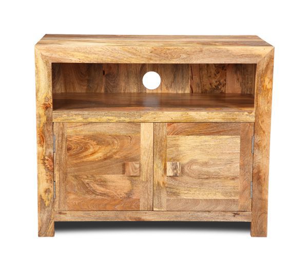 Light Dakota Mango Wood 90cm 2 Door Media Unit - In Stock