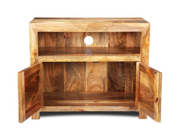 Light Dakota Mango Wood 90cm 2 Door Media Unit - In Stock