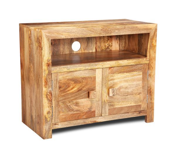 Light Dakota Mango Wood 90cm 2 Door Media Unit - In Stock